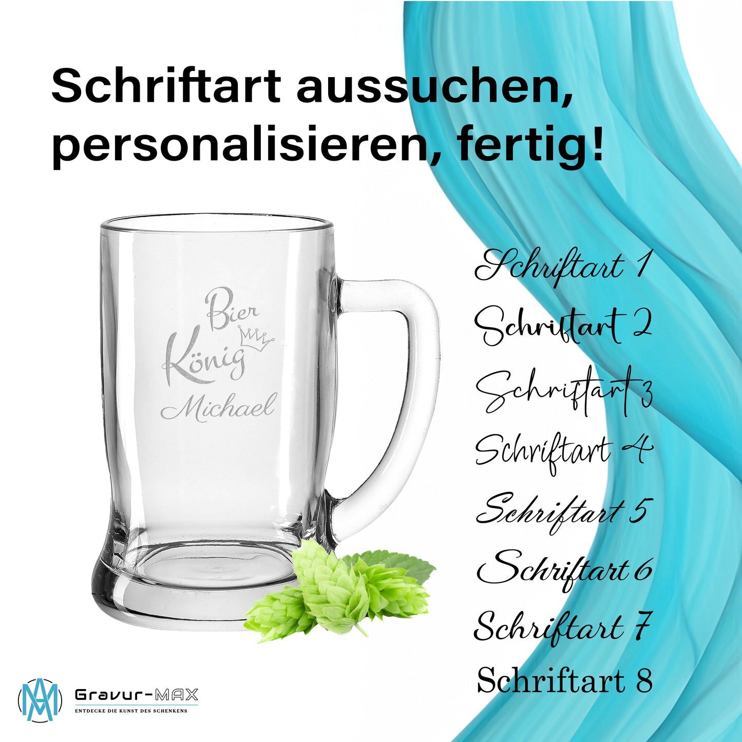 Bierkrug 0,5L mit Gravur Leonardo Taverna Bierglas "Bier König" 2 Gläser mit Wunschname