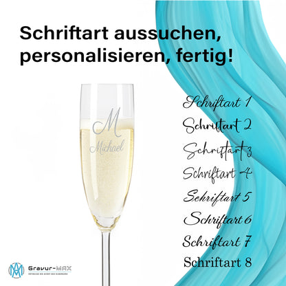 Sektglas mit Gravur Leonardo Daily "NAMENSGLAS MIT INITIALEN" mit Wunschname