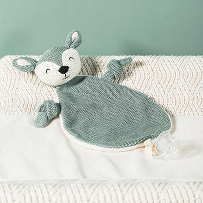 Jollein Schmusetuch Hirsch Grün mit Schnullerschlaufe – Kuscheltuch für Babys