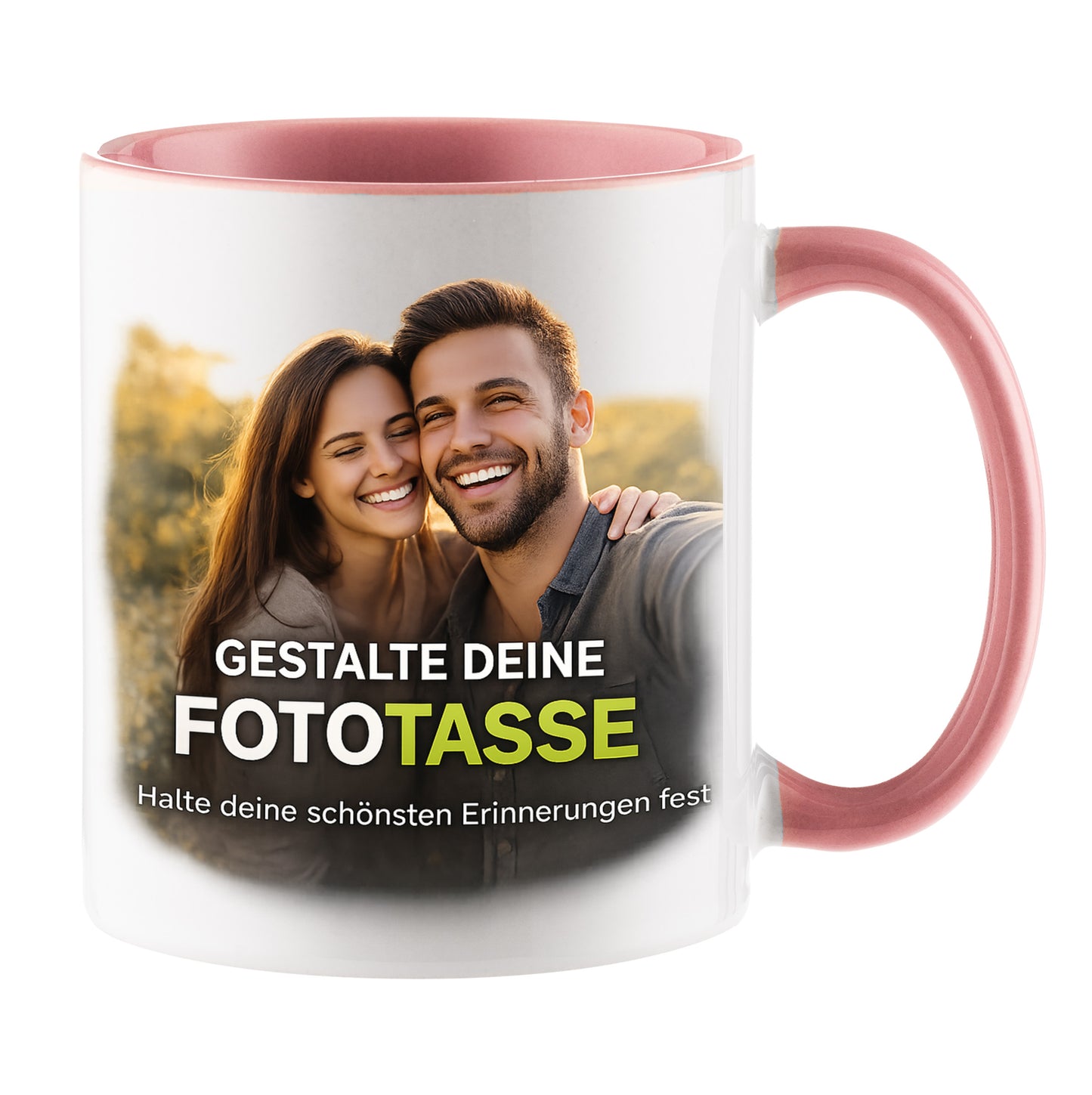 Personalisierte Fototasse selbst gestalten – in 13 ver. Farben mit eigenem Bild & Text | 3D Vorschau (330 ml)