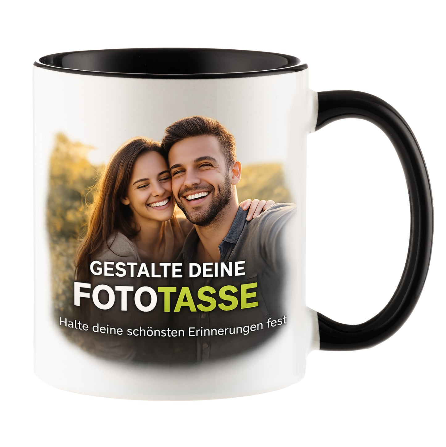 Personalisierte Fototasse selbst gestalten – in 13 ver. Farben mit eigenem Bild & Text | 3D Vorschau (330 ml)