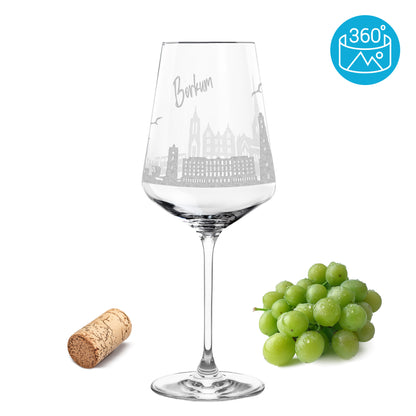 Weinglas mit Gravur Leonardo Puccini "SKYLINE BORKUM" optional mit Wunschname
