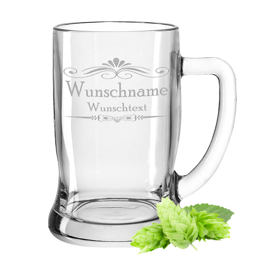 Bierkrug 0,5L mit Gravur Leonardo Taverna Bierglas gestalte dein Glas "Ranke" mit Wunschname