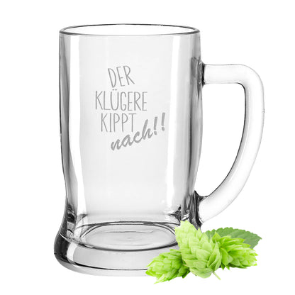 Bierkrug 0,5L mit Gravur Leonardo Taverna Bierglas "Der klügere kippt nach!!"