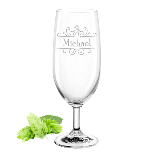 Bierglas mit Gravur Leonardo Daily Pilsglas "Hopfen Ranke" mit Wunschname