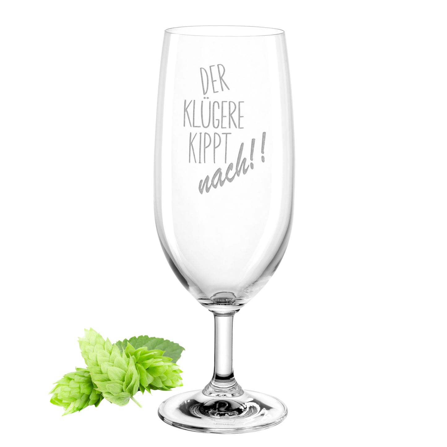 Bierglas mit Gravur Leonardo Daily Pilsglas "Der klügere kippt nach!!" mit Wunschname