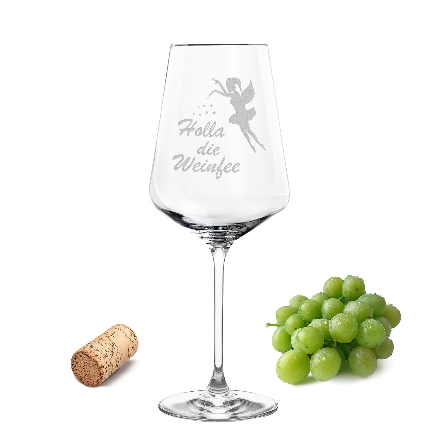 Weinglas mit Gravur Leonardo Puccini "HOLLA DIE WEINFEE"