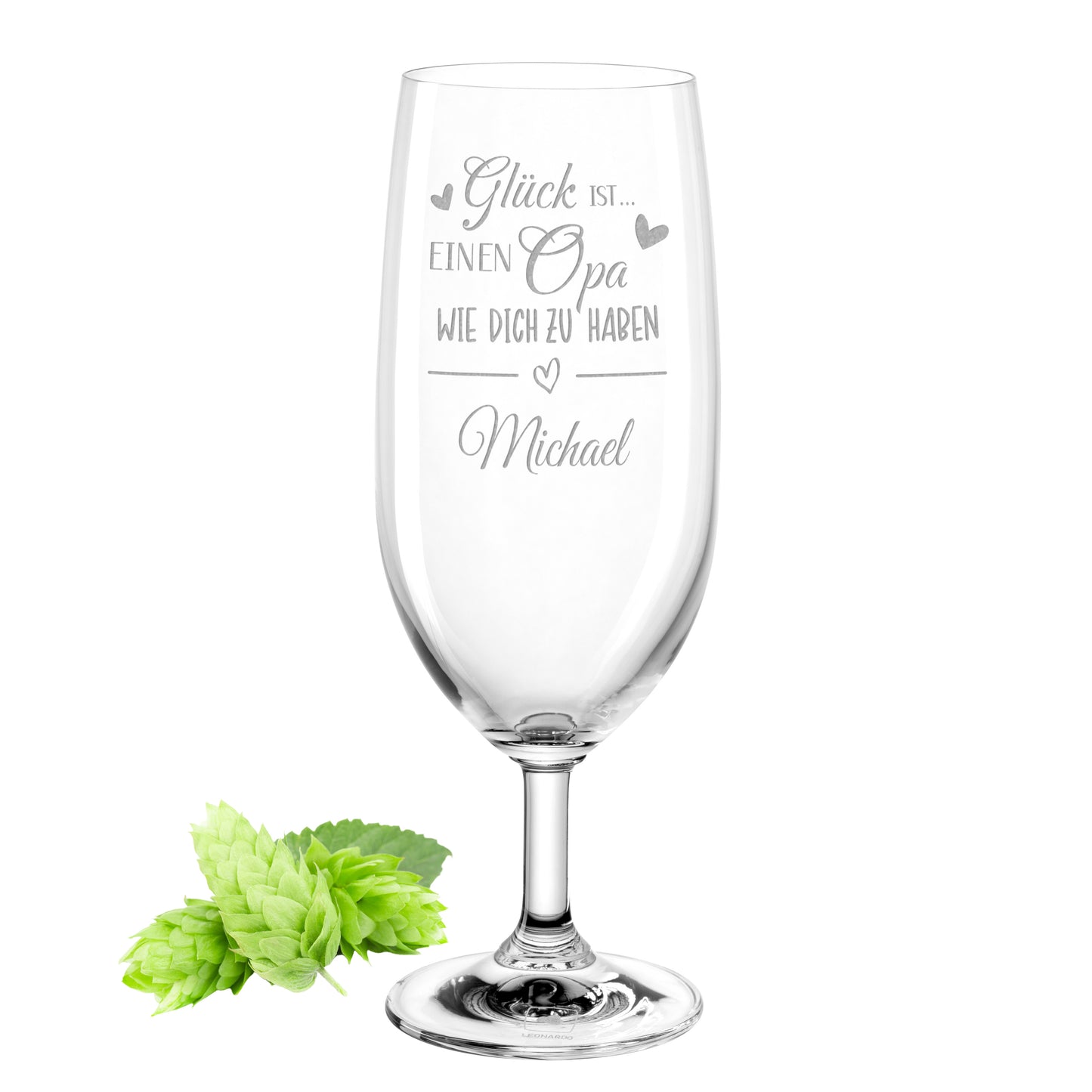Bierglas mit Gravur Leonardo Daily Pilsglas "Glück ist einen Opa wie dich zu haben" mit Wunschname
