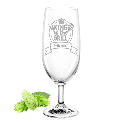 Bierglas mit Gravur Leonardo Daily Pilsglas "King of the Grill" mit Wunschname