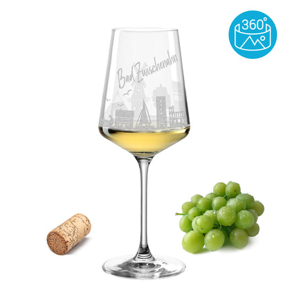 Weinglas mit Gravur Leonardo Puccini "SKYLINE BAD ZWISCHENAHN" optional mit Wunschname