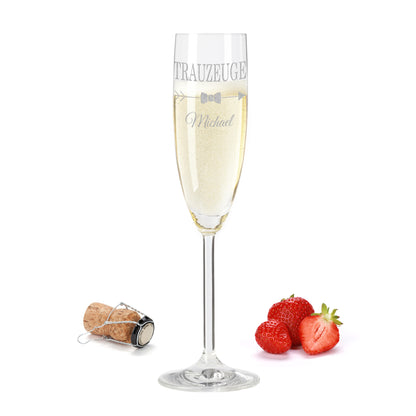 Sektglas mit Gravur Leonardo Daily "TRAUZEUGE" mit Wunschname