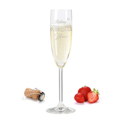 Sektglas mit Gravur Leonardo Daily "LIEBLINGS SCHWESTER" mit Wunschname