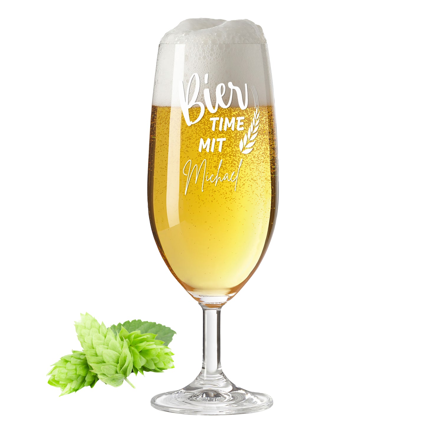 Bierglas mit Gravur Leonardo Daily Pilsglas "Bier time mit" mit Wunschname