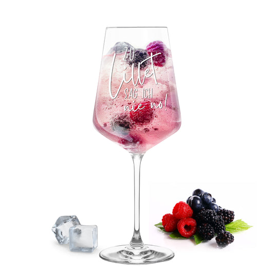 Weinglas mit Gravur Leonardo Puccini "ZU LILLET SAG ICH NIE NO!"