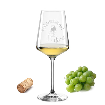 Weinglas mit Gravur Leonardo Puccini "ZU VINO SAG ICH NIE NO!"