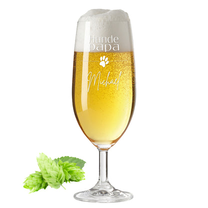 Bierglas mit Gravur Leonardo Daily Pilsglas "Hunde Papa mit Pfote" mit Wunschname