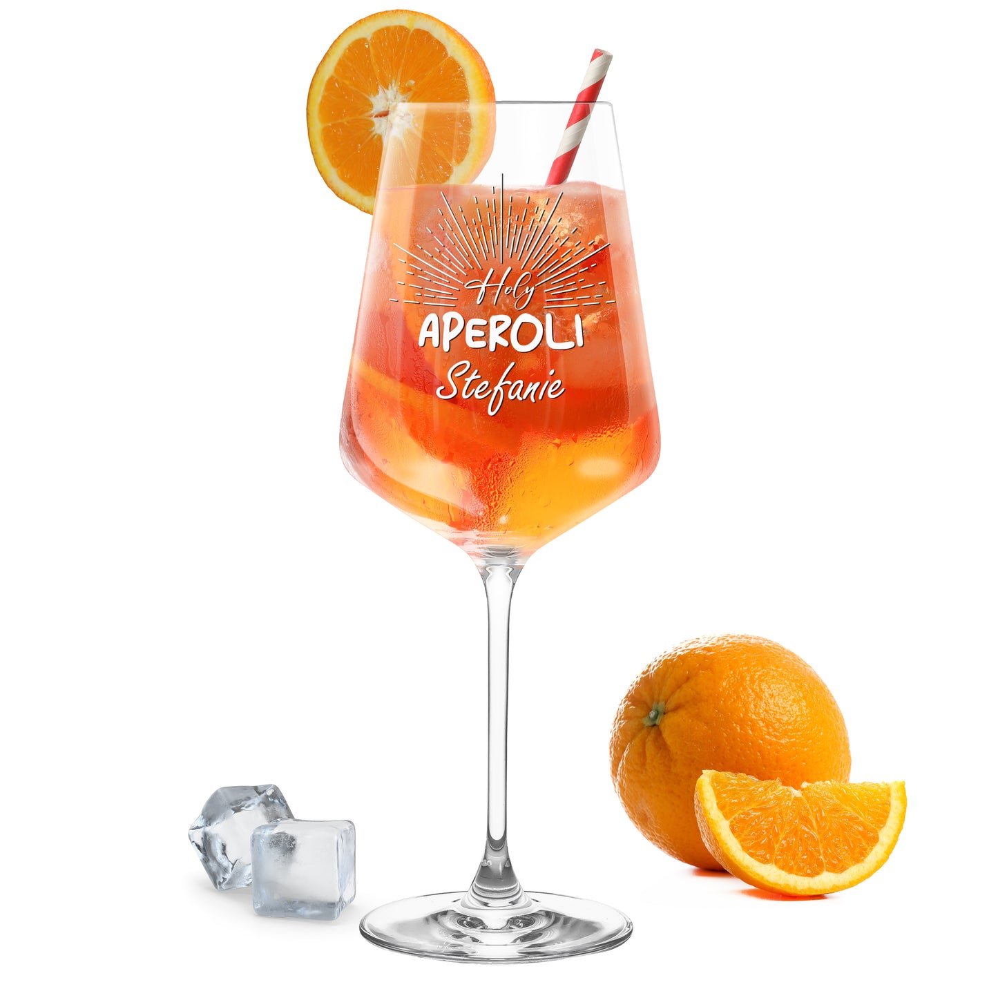 Weinglas mit Gravur Leonardo Puccini "HOLY APEROLI" mit Wunschname