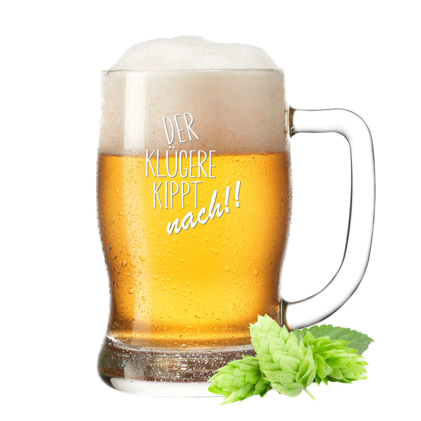 Bierkrug 0,5L mit Gravur Leonardo Taverna Bierglas "Der klügere kippt nach!!"