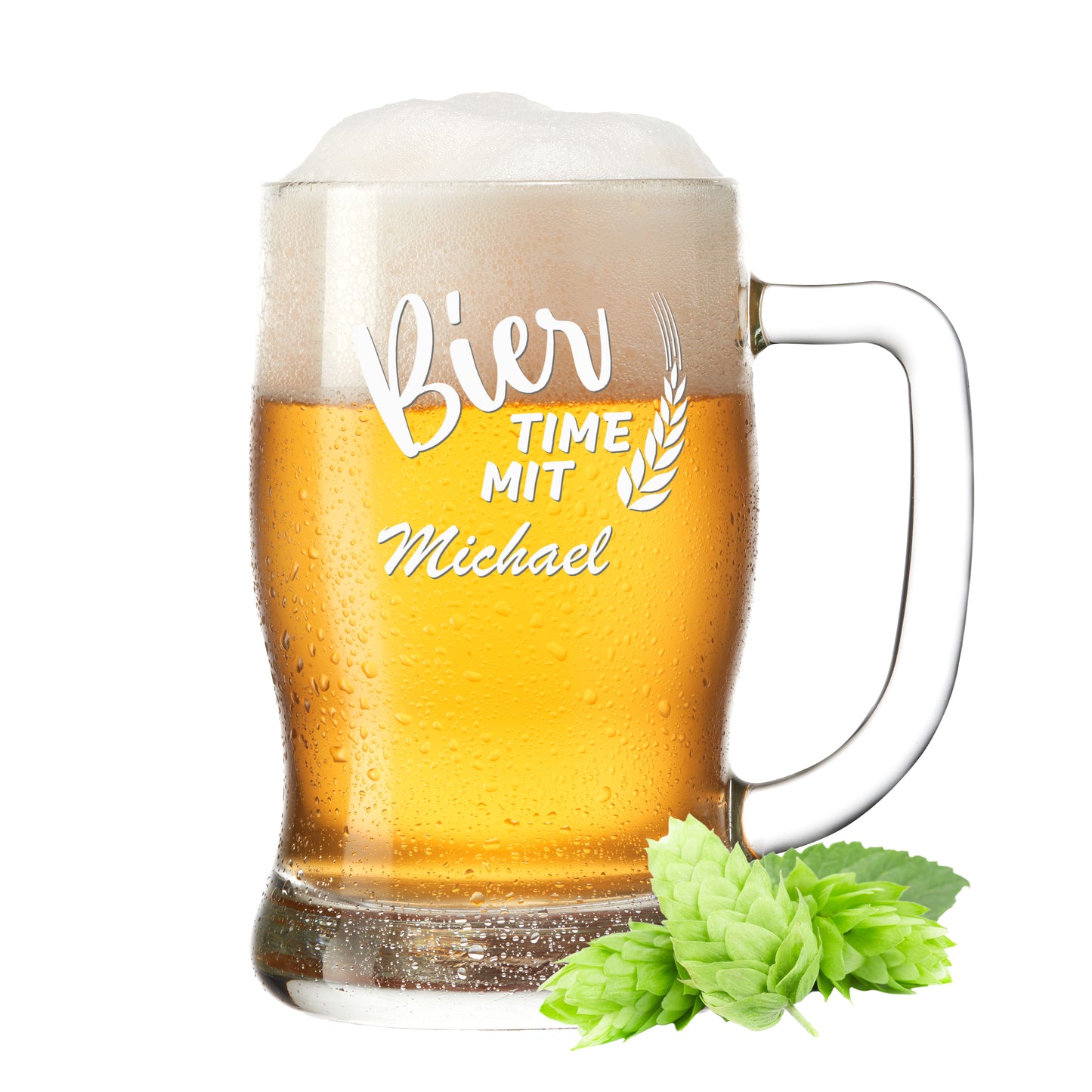 Bierkrug 0,5L mit Gravur Leonardo Taverna Bierglas "Bier time mit" mit Wunschname