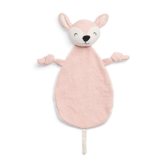 Jollein Schmusetuch Hirsch Rosa mit Schnullerschlaufe – Kuscheltuch für Babys