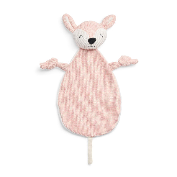 Jollein Schmusetuch Hirsch Rosa mit Schnullerschlaufe – Kuscheltuch für Babys