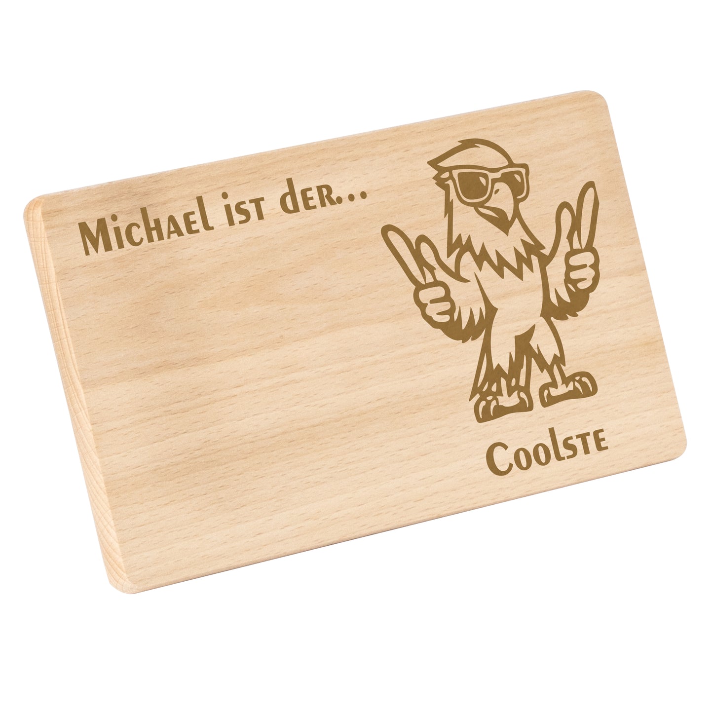 Frühstücksbrettchen mit Gravur Adler "… ist der COOLSTE" mit Wunschname