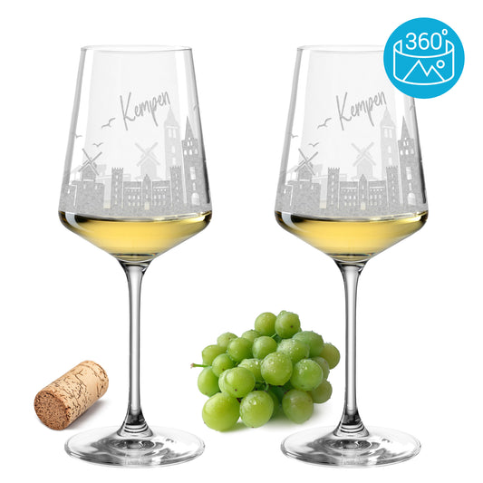 Weinglas mit Gravur Leonardo Puccini "SKYLINE KEMPEN" 2 Gläser optional mit Wunschname