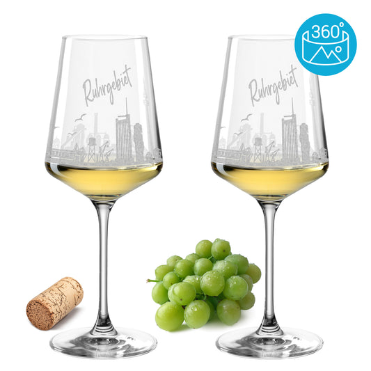 Weinglas mit Gravur Leonardo Puccini "SKYLINE RUHRGEBIET" 2 Gläser optional mit Wunschname