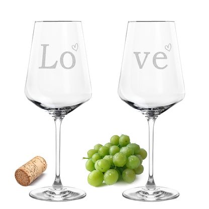 Weinglas mit Gravur Leonardo Puccini "LOVE" 2 Gläser