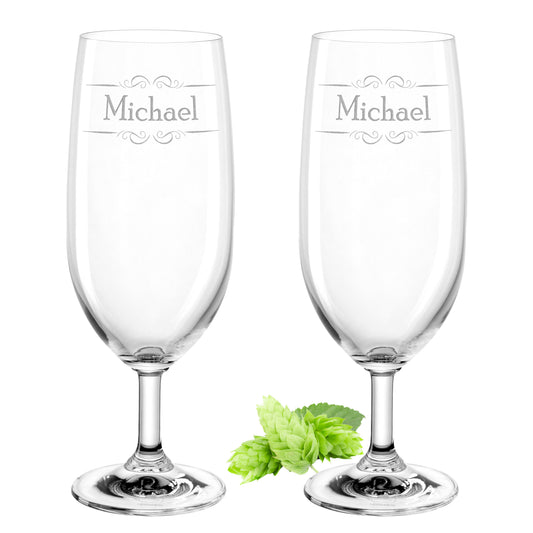 Bierglas mit Gravur Leonardo Daily Pilsglas "doppel Ranke" 2 Gläser mit Wunschname