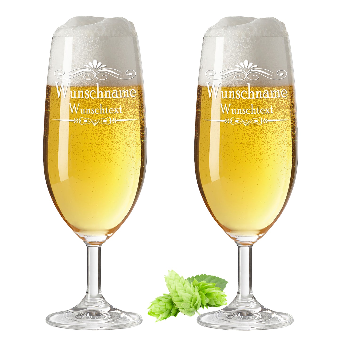 Bierglas mit Gravur Leonardo Daily Pilsglas gestalte dein Glas "Ranke" 2 Gläser mit Wunschname