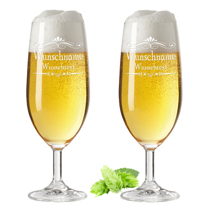 Bierglas mit Gravur Leonardo Daily Pilsglas gestalte dein Glas "Ranke" 2 Gläser mit Wunschname