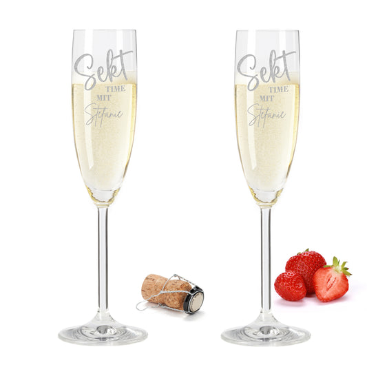 Sektglas mit Gravur Leonardo Daily "SEKT TIME MIT NAME" 2 Gläser mit Wunschname