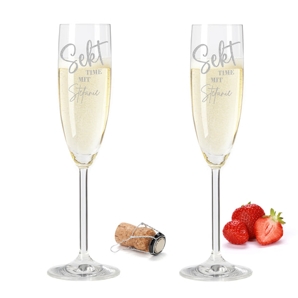 Sektglas mit Gravur Leonardo Daily "SEKT TIME MIT NAME" 2 Gläser mit Wunschname