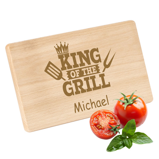 Frühstücksbrettchen mit Gravur BBQ "KING OF THE GRILL" mit Wunschname