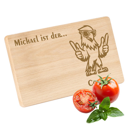 Frühstücksbrettchen mit Gravur Adler "… ist der COOLSTE" mit Wunschname