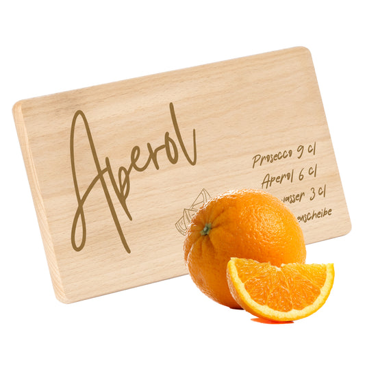 Schneidebrett 220x120mm mit Gravur "Aperol Motiv mit Rezept"