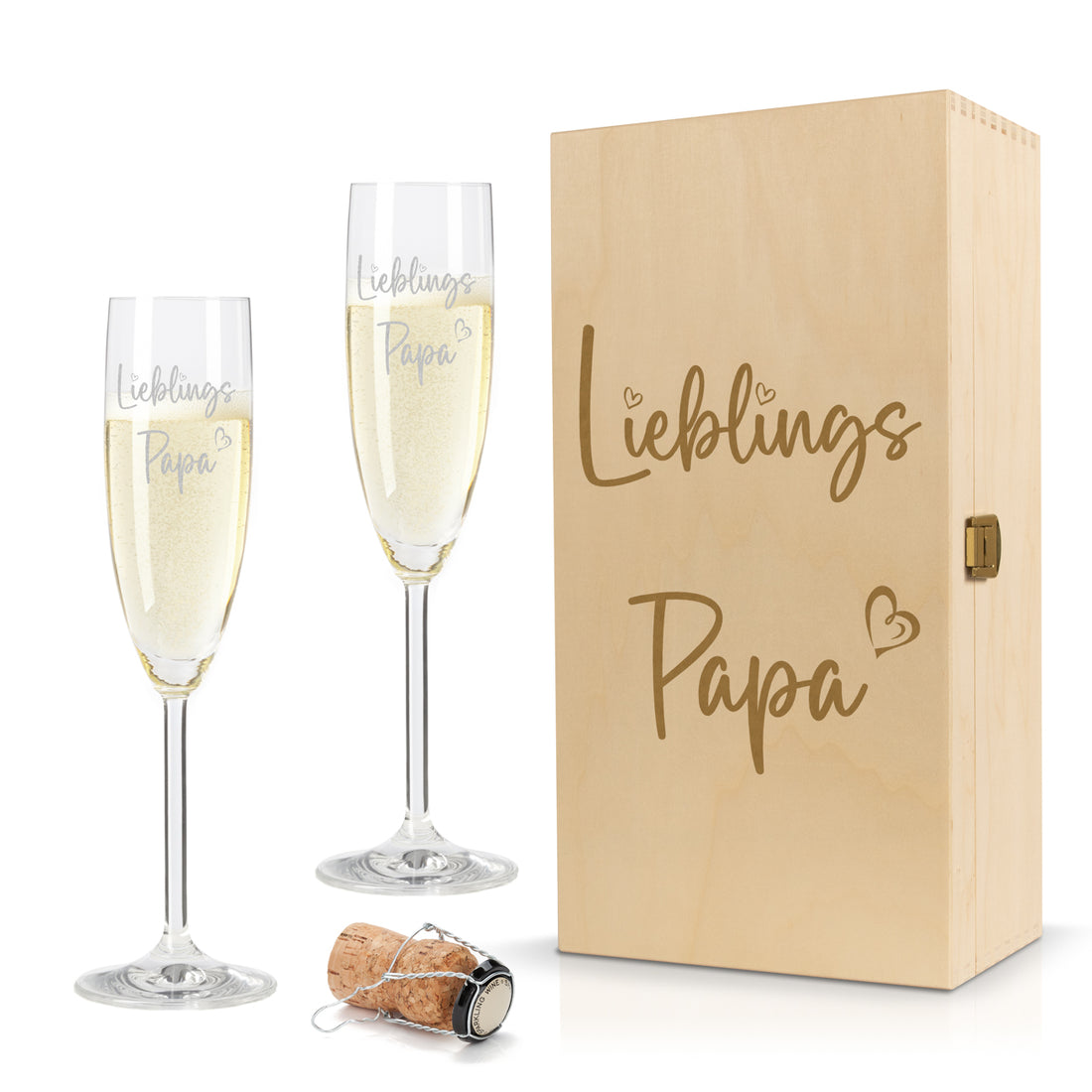 Sektglas mit Gravur Leonardo Daily "LIEBLINGS PAPA" 1 Glas und Holzbox klein