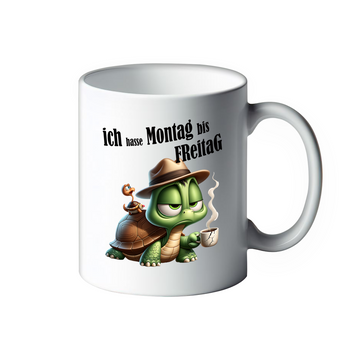 Lustige Tasse mit mürrischen Tieren "ich hasse Montag bis Freitag" Schildkröte Hook Kaffeebecher