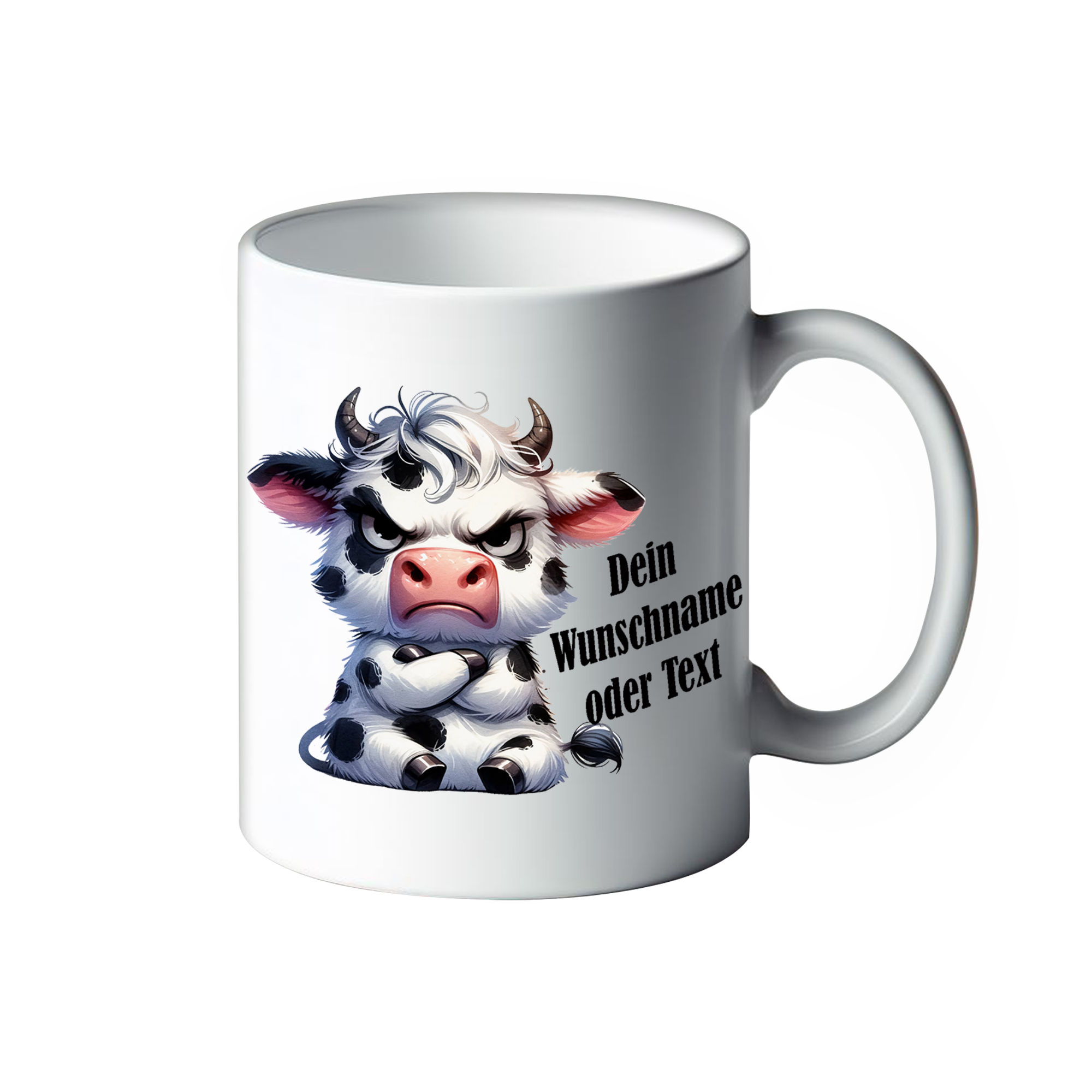 Lustige Tasse mit verrückten Tieren und deinem Wunschnamen Kuh Erna Kaffeebecher