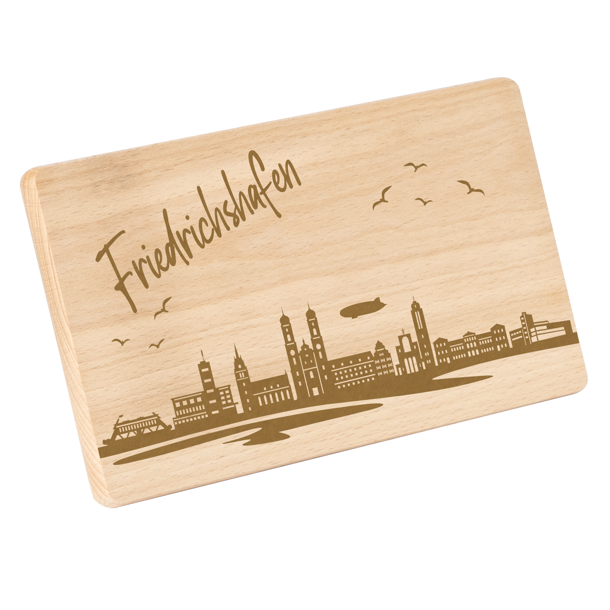 Frühstücksbrettchen mit Gravur "Skyline FRIEDRICHSHAFEN" 220x120mm