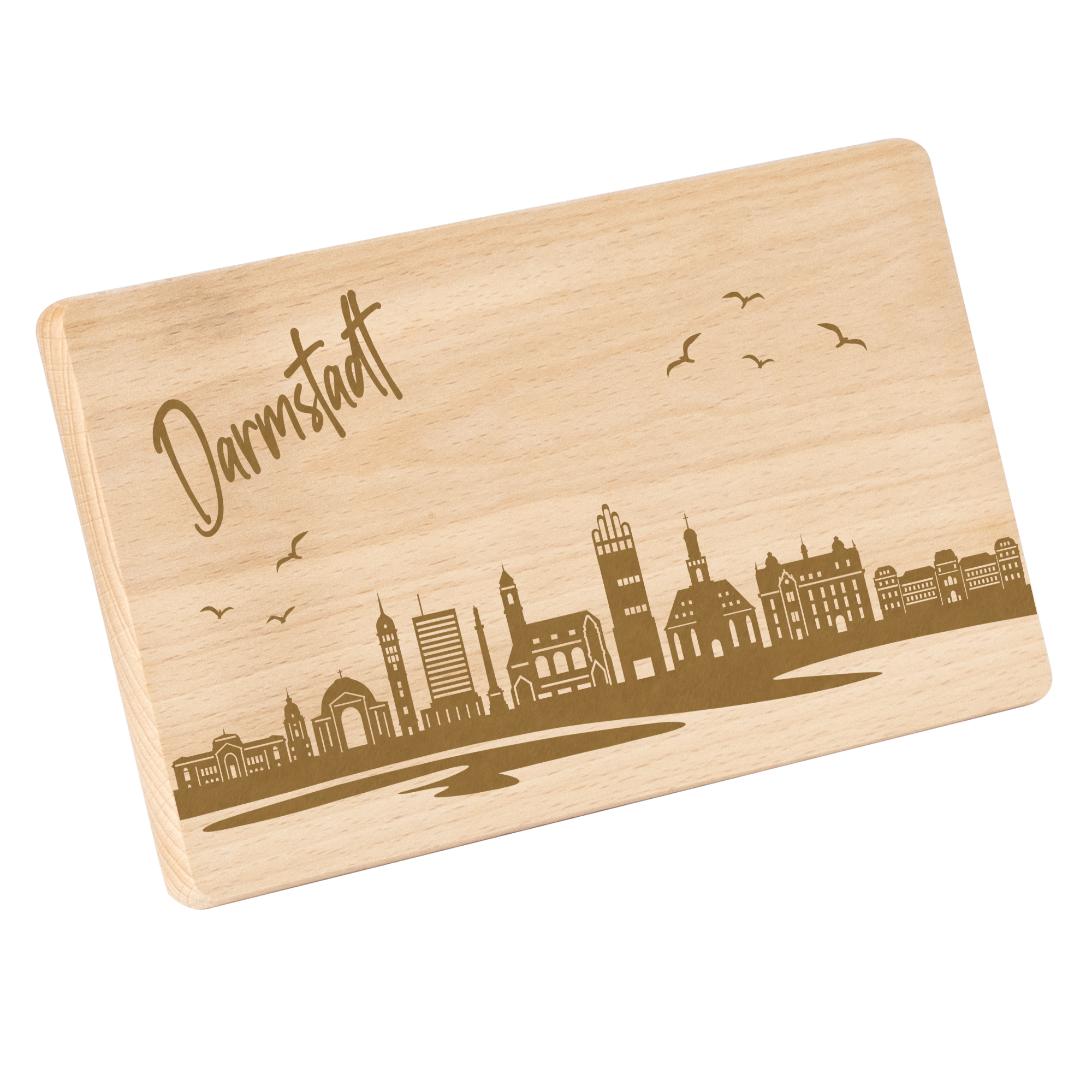 Frühstücksbrettchen mit Gravur "Skyline DARMSTADT" 220x120mm