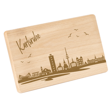 Frühstücksbrettchen mit Gravur "Skyline KARLSRUHE" 220x120mm
