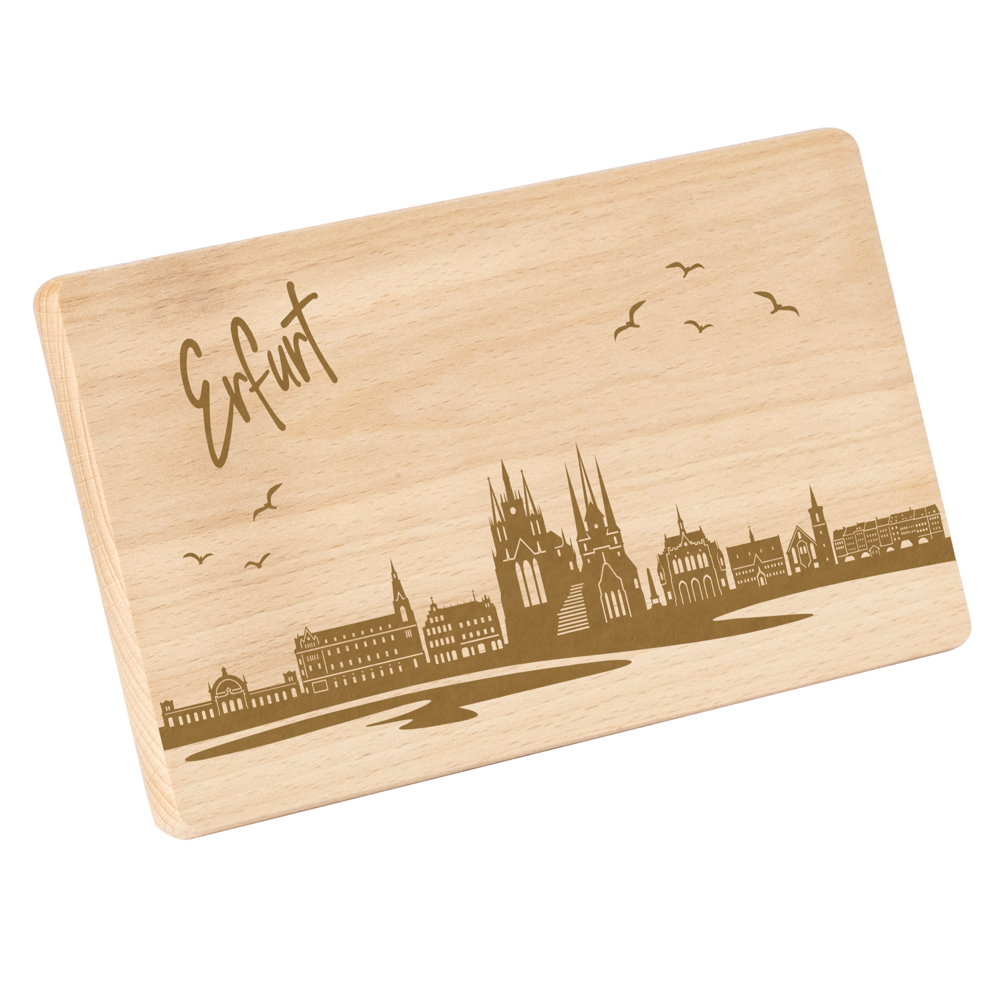 Frühstücksbrettchen mit Gravur "Skyline ERFURT" 220x120mm