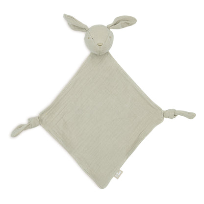 Jollein Schmusetuch Hase Olive Green – Weiches Mulltuch zum Kuscheln & Trösten für Babys