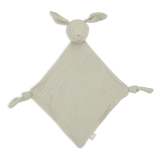Jollein Schmusetuch Hase Olive Green – Weiches Mulltuch zum Kuscheln & Trösten für Babys