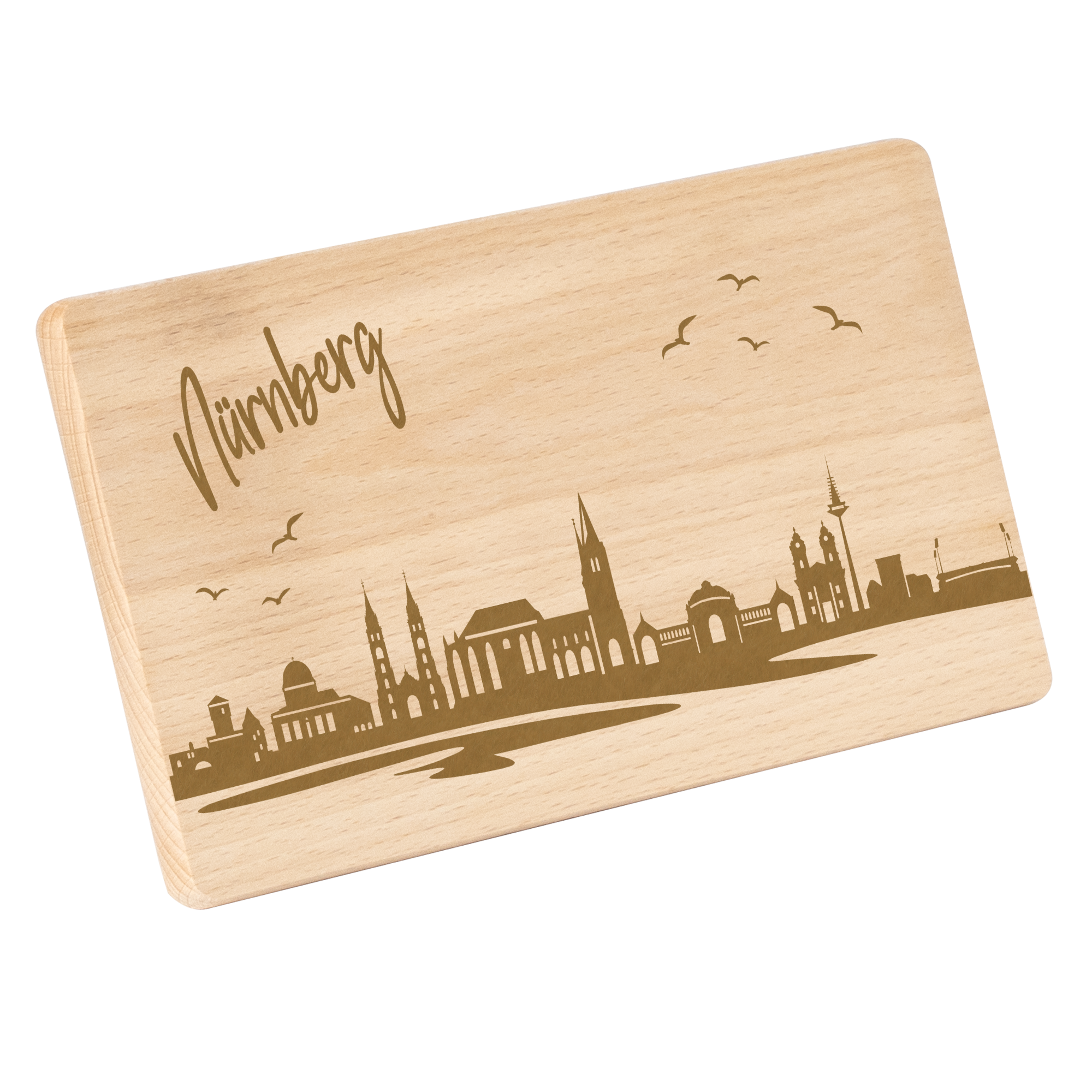 Frühstücksbrettchen mit Gravur "Skyline NÜRNBERG" 220x120mm