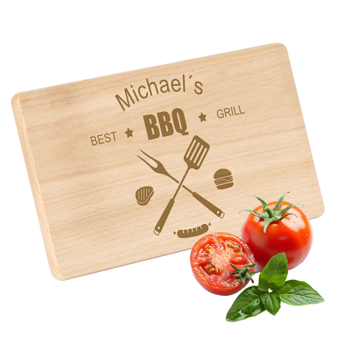 Frühstücksbrettchen mit Gravur "BEST BBQ GRILL" 220x120mm mit Wunschname