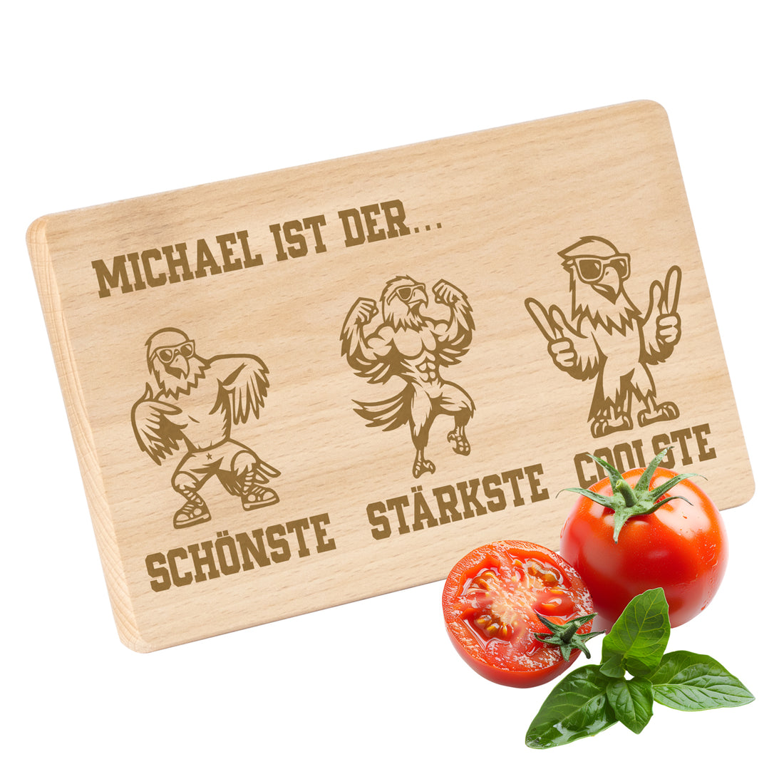 Frühstücksbrettchen mit Gravur Adler "… ist der SCHÖNSTE STÄRKSTE COOLSTE" 220x120mm mit Wunschname