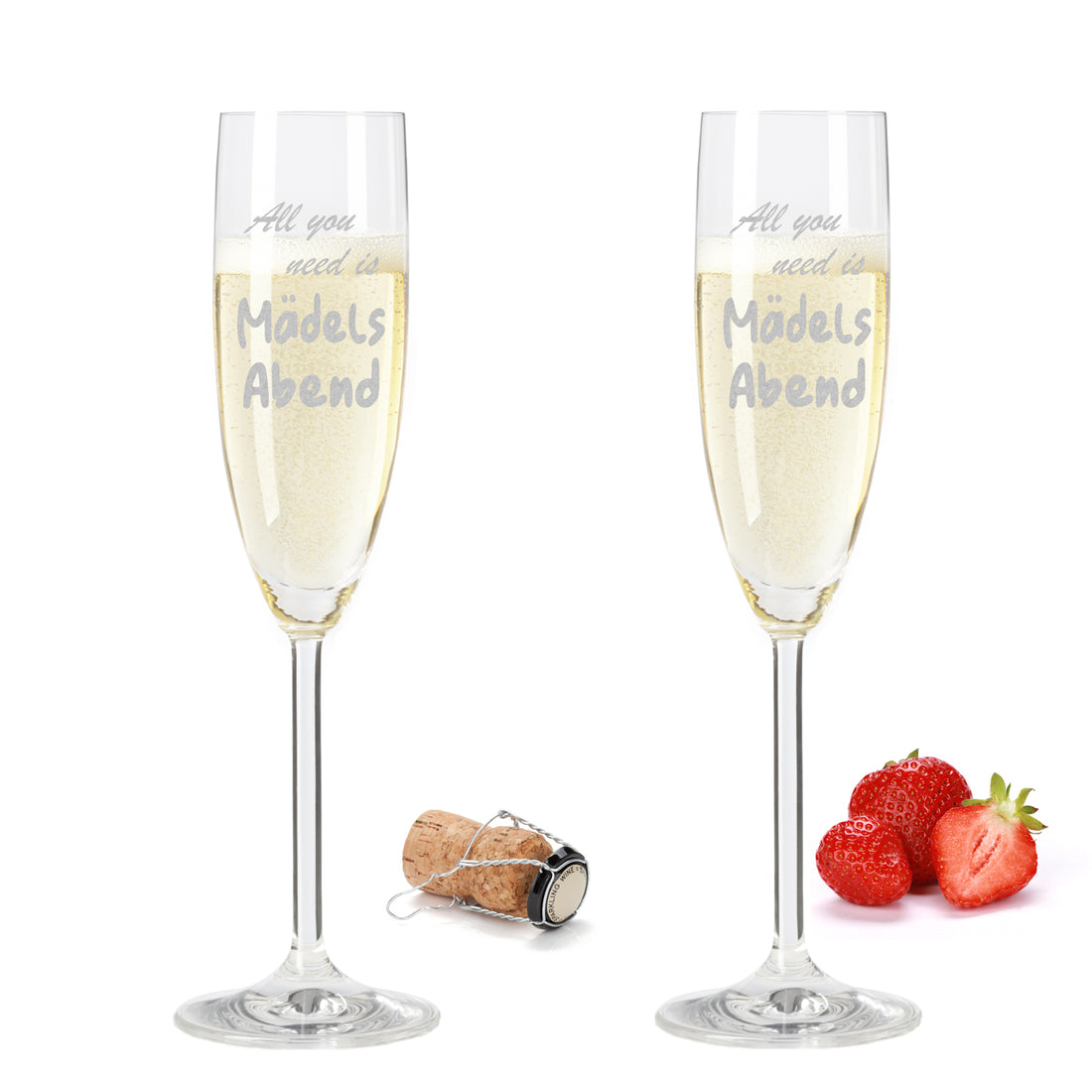 Sektglas mit Gravur Leonardo Daily "ALL YOU NEED IS MÄDELS ABEND" 2 Gläser